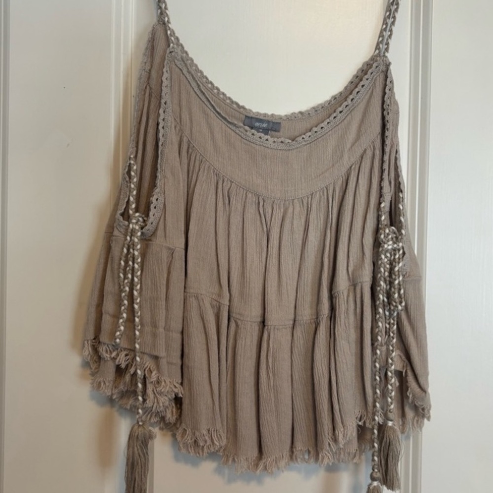 Aerie Taupe Camisole with Tassel Details
